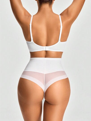 Shape سروال ضيق نسائي بخصر عالي منسوج بتباين شبكي قابل للتنفس ولون واحد