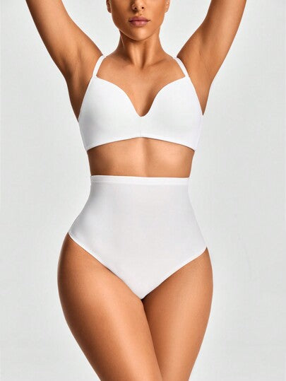 Shape سروال ضيق نسائي بخصر عالي منسوج بتباين شبكي قابل للتنفس ولون واحد