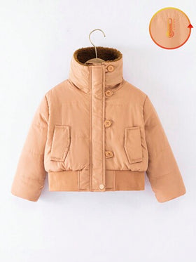 SHEIN معطف مبطن ذو ياقة دبدوب، أكمام طويلة، مبطن ودافئ، أنيق، مناسب للسفر والمدرسة والمناسبات، مقاس من 4 إلى 7 سنوات للبنات