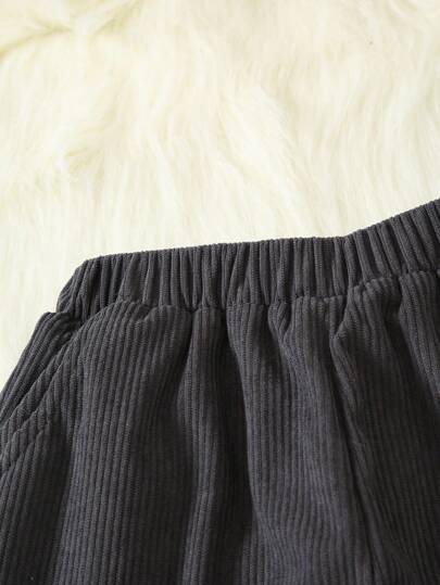 SHEIN قطعة واحدة سراويل كاجوال دافئة بطانة حرارية للأولاد المراهقين للخريف/الشتاء
