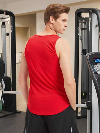 Manfinity Sport Corelite قطعة واحدة من ملابس علوية تانك رياضي أنيق غير رسمي بياقة مستديرة بدون أكمام للرجال بلون أحادي