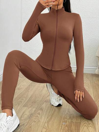 EZwear ملابس نسائية عصرية بلون سادة، صالحة للجسم 2قطعة/طقم