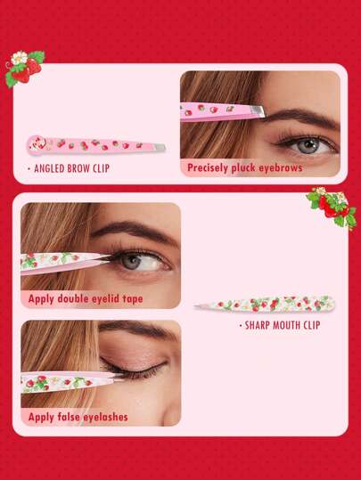 Strawberry Shortcake X SHEIN مجموعة قطاره العيون والشكل الكرتوني والفراولة قطعتان