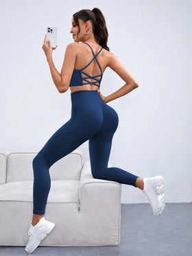 Slayform مجموعة ملابس نسائية رياضية يوجا عالية المرونة وإمكانية الارتداد المتواصل، مجموعة بنطلونات لياقة نسائية
