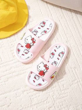 Sanrio نعال سانريو هالو كيتي، صيفي كرتوني جميل ناعم القاعدة للداخل والحمام، مانعة الانزلاق، نعال للأطفال, للبنات