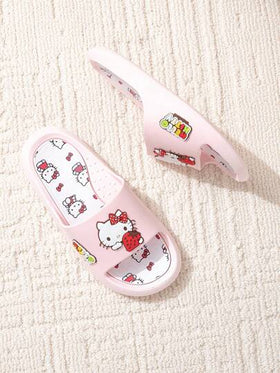 Sanrio نعال سانريو هالو كيتي، صيفي كرتوني جميل ناعم القاعدة للداخل والحمام، مانعة الانزلاق، نعال للأطفال, للبنات