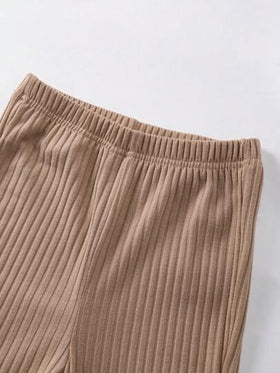 SHEIN ChillGRL طقم بسروال ريب مخصر وكنزة عنق عالي جاكيت كم طويل مربع ، وأعلى كتاف صلب ، 3 قطع للفتاة المراهقة