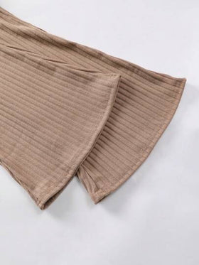 SHEIN ChillGRL طقم بسروال ريب مخصر وكنزة عنق عالي جاكيت كم طويل مربع ، وأعلى كتاف صلب ، 3 قطع للفتاة المراهقة