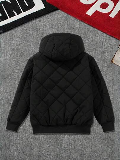 1 قطعة جاكيت رياضية كاجوال خارجية مبطنة بقبعة للرجال، معطف شتوي بلون سادة من طراز الشارع