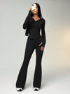SHEIN EZwear طقم رياضي من سترة بسحاب وغطاء للرأس وبنطلون واسع، مجموعة لون أحادي