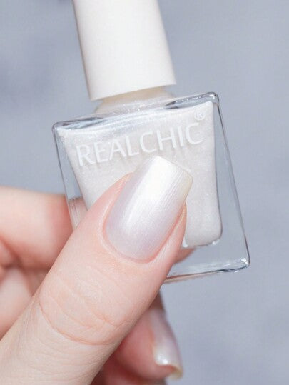REALCHIC 10 مل / قطعة طلاء أظافر أبيض مائي ذو لؤلؤة، جاف بسرعة، طويل الأمد، سهل الإزالة، لا رائحة له، فن أظافر للزفاف، مناسب للطلاب والاستخدام المهني في صالونات الأظافر، هدايا عيد الحب، أظافر الربيع والصيف