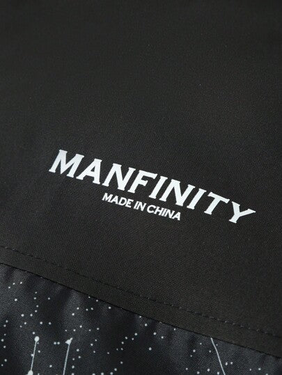 Manfinity EMRG جاكيت رجالية كاجوال بطباعة حرف تجاني وألوان صلبة ، للارتداء اليومي