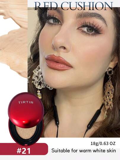 TIRTIR كريم أساس بخدة هواء مثبت دائم مرطب غير زيتي للمكياج لون 21 أبيض عاجي 18 جم