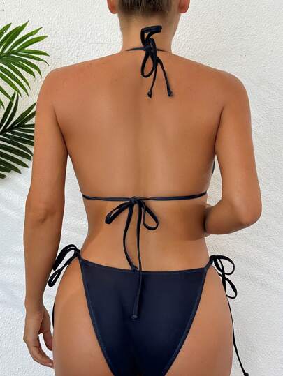 Swim Vcay بيكيني نسائي طقم مكون من قطعتين، بطبعات هندسية، ذو رقبة عنقية، إطلالة جذابة، لأيام الشاطئ والإجازات الصيفية