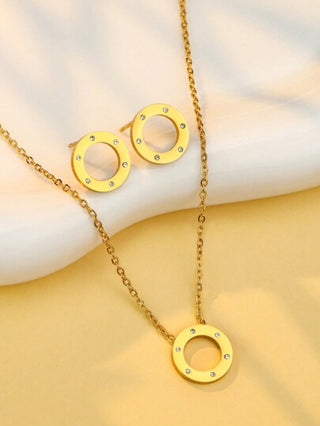 1 مجموعة / 3 قطع مجموعة مجوهرات عيد الميلاد 2025 جديد من الخواتم الرقمية الرومانية بلون ذهبي من الفولاذ المقاوم للصدأ مرصعة بالزركونيا، قلادة وأقراط للزفاف