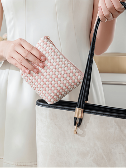 شنطه سفر اغراض سفر لوازم السفر اغراض السفر اشياء للسفر حقيبة نسائية شنط بحر شنطه صيف جامعةحقيبة مستحضرات تجميل من القماش المخملي الوردي، حقيبة تخزين للنساء، حقيبة مستحضرات تجميل للسفر، حقيبة تخزين سعة كبيرة بنمط نقاط، حقيبة مستحضرات تجميل، حافظة مكياج، من