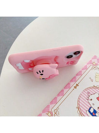 Sanrio كوفر هاتف آيفون 14 برو ماكس وآيفون 13 وآيفون 12 وآيفون 11 مصنوع من السيليكون الجميل والواقي من السقوط، مزين بصور كرتونية من سانريو قطة كي تي وستريو