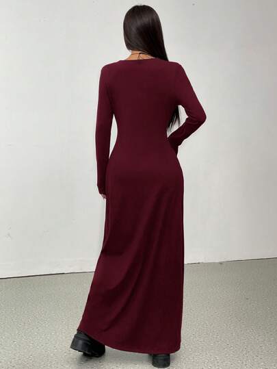SHEIN EZwear معطف كاجوال طويل أنيق أحادي اللون ، ملائم للسيدات، خريفي