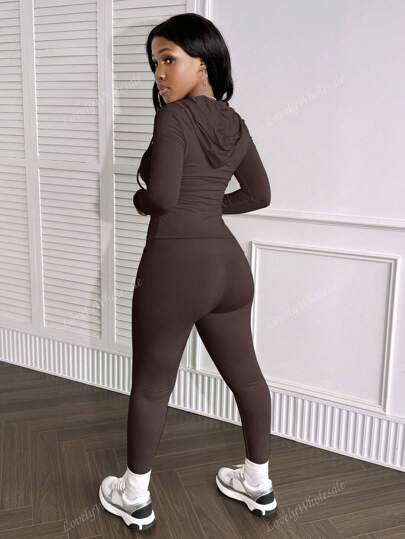 LovelyWholesale مجموعة جاكيت رياضية ذات أكمام طويلة وبرمودا مطبوع عليها رسم للنساء، لفصلي الربيع والخريف