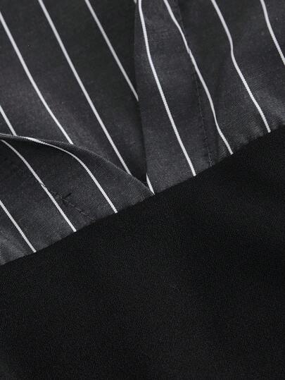 SHEIN MOD بلوزة أنيقة مموجة باللون البني المموج منقوشة على الوسط مع تقسيم بالذيل، خريفية