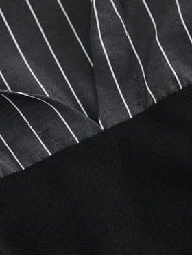 SHEIN MOD بلوزة أنيقة مموجة باللون البني المموج منقوشة على الوسط مع تقسيم بالذيل، خريفية