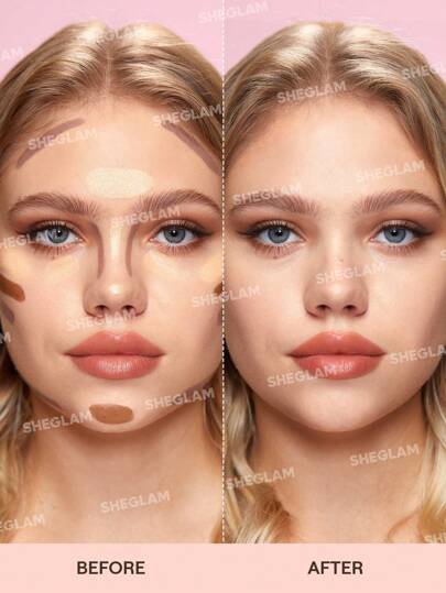 SHEGLAM قلم تحديد الوجه متعدد الألوان-قلم تحديد الوجه متوسط الحجم، 6 ألوان، غير دهني، هايلايتر طبيعي يدوم طويلاً، متعدد الاستخدامات، يعمل على تنعيم الخطوط الدقيقة، تحديد الوجه الكريمي عيد الأب التخرج عيد الميلاد العطلة الربيع الصيف Y2K فاخر أزياء...
