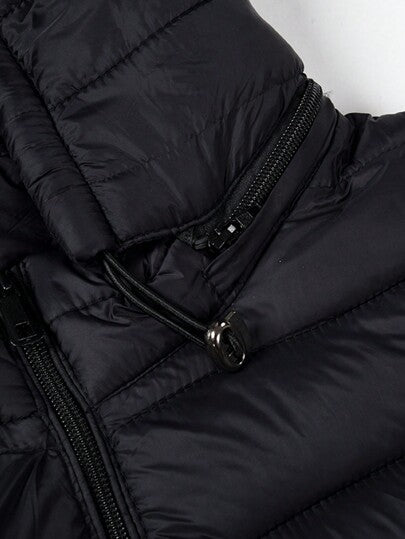 معطف مبطن بخاصية جيب مشبك وياقة واقفة بطراز كاجوال بسيط للخريف والشتاء للرجال