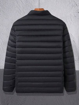 معطف مبطن بخاصية جيب مشبك وياقة واقفة بطراز كاجوال بسيط للخريف والشتاء للرجال