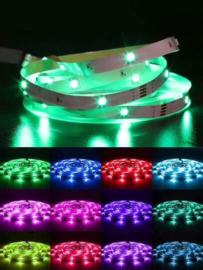 1 لفة شريط إضاءة RGB، شريط إضاءة LED للمكتب مع ظهر لاصق، يعمل بالطاقة عبر USB، شريط إضاءة LED منزلي، إضاءة زخرفية متعددة الأغراض مناسبة للأعياد، ديكور المنزل، إضاءة الجو، خلفية التلفزيون والكمبيوتر، الطول الموصى به من 1 م إلى 5 م (بدون وحدة تحكم عن بعد، أ