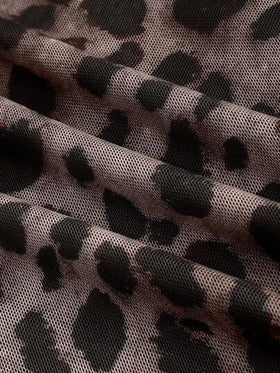 ROMWE J-Fashion تنورة أنثوية برباط جانبي ذات طبعة جلد النمر و تجاعيد و ذيل سمكة، أنيقة