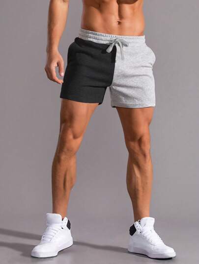 Manfinity Homme شورت رياضي صيفي كاجوال للرجال بخصر مرن وسحاب، شورت رياضة للرجال