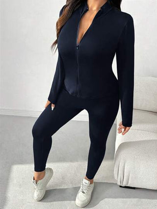 EZwear طقم سروال ضيق عالي المرونة باللون الأسود للمقاسات الكبيرة