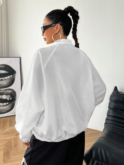 EZwear بلوزة نسائية كاجوال مطبوع عليها رسومات، بسوستة, خريفية