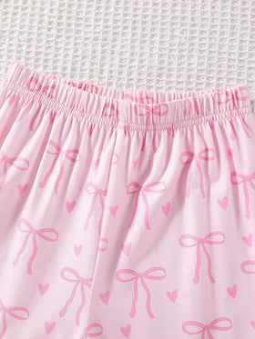 SHEIN 2 قطعة/طقم ملابس نوم للبنات الشابات بطبعة Butterfly طويلة الأكمام وبنطال، طقم بيجامات عصرية ومريحة، بيجامات حرير للبنات وبيجامات حرير للأطفال
