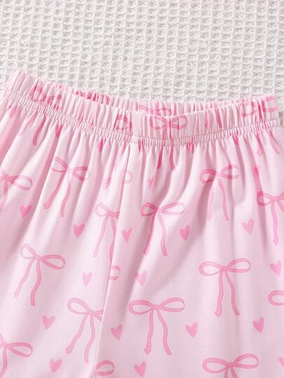SHEIN 2 قطعة/طقم ملابس نوم للبنات الشابات بطبعة Butterfly طويلة الأكمام وبنطال، طقم بيجامات عصرية ومريحة، بيجامات حرير للبنات وبيجامات حرير للأطفال