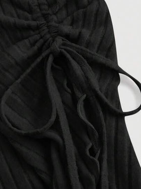 SHEIN MOD قميص نسائي بأكمام واسعة وذيل غير متماثل مع رباط للسحب، قميص كتف مكشوف، ملابس نسائية للخريف، ملابس، قميص مريح