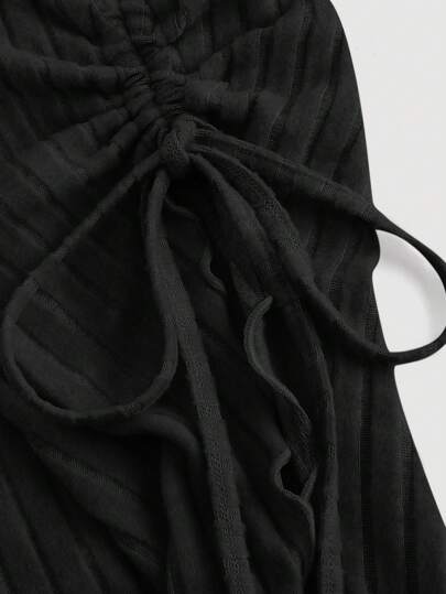 SHEIN MOD قميص نسائي بأكمام واسعة وذيل غير متماثل مع رباط للسحب، قميص كتف مكشوف، ملابس نسائية للخريف، ملابس، قميص مريح