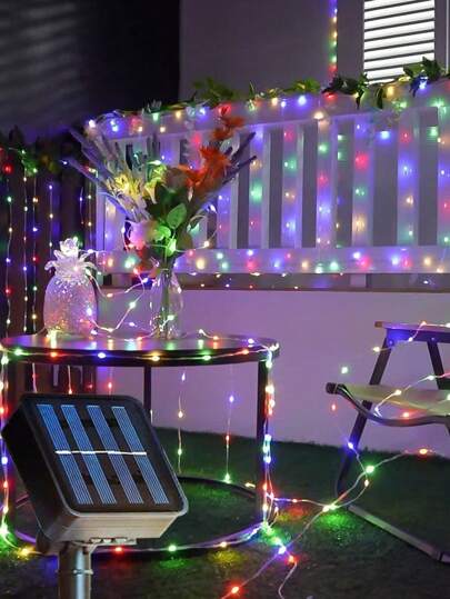 1 قطعة إضاءة ستارة بالطاقة الشمسية 300/200/100 LED، إضاءة خارجية IP54 مقاومة للماء 8 أوضاع إضاءة، أضواء فيري في الحفلات والأعراس والمنازل وغرف النوم والحدائق والجدران، زينة هالوين خارجية 9.8 قدم * 9.8 قدم / 9.8 قدم * 6.5 قدم / 9.8 قدم * 3.2 قدم