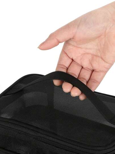 1 حقيبة مستحضرات تجميل شفافة من طبقتين من الشبك، منظم محمول، حامل فرشاة مكياج، حقيبة أساسيات شائعة، حقيبة تخزين مستحضرات التجميل ذات تصميم متعدد الأقسام سعة كبيرة، حقيبة يد، حقيبة شاطئ، كيس شبكي، حقيبة مكياج منظم أساسيات السفر، هدايا، زيبر،...