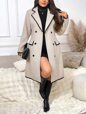 SHEIN Frenchy معطف دافئ بسيط للمقاسات الكبيرة، مناسب للتنقل اليومي والارتداء في المكتب، شتاء
