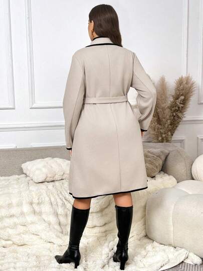 SHEIN Frenchy معطف دافئ بسيط للمقاسات الكبيرة، مناسب للتنقل اليومي والارتداء في المكتب، شتاء