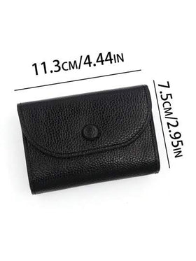 محفظة معدنية بسيطة محمولة، بملمس جلد ناعم، سعة كبيرة، محفظة متعددة الوظائف، حامل بطاقات للنساء