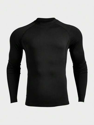 Manfinity Sport Corelite تي شيرت رياضة رجالي أكمام طويلة مضلع الألوان وخياطة رفيعة القصة بطراز الصديق