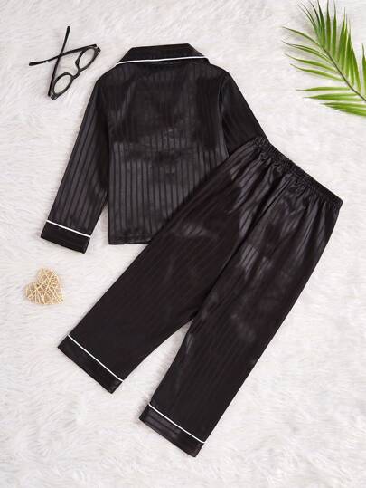 مجموعتان من البيجاما للفتاة الشابة، طقم ملابس علوية نوم طويل الأكمام مطرز قلوب مخطط باللون الوردي وبنطلون، ملابس منزلية كاجوال ومريحة
