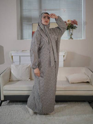 طقم تانكيني حريمي ثوب صلاة واسع مريح قابل للتنفس بطبعات أنيقة، أبية ذات أكمام طويلة محتشمة مع وشاح مدمج، فستان عربي جديد