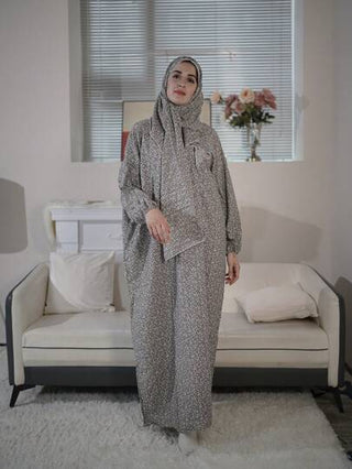 طقم تانكيني حريمي ثوب صلاة واسع مريح قابل للتنفس بطبعات أنيقة، أبية ذات أكمام طويلة محتشمة مع وشاح مدمج، فستان عربي جديد