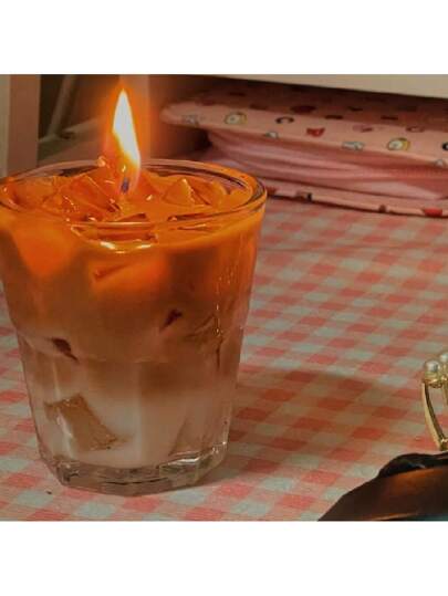 رمضان زينة رمضان شمعة معطرة برائحة القهوة صغيرة الحجم، شمعة زجاجية صغيرة من الشمع النباتي ذات رائحة المشروبات المعطرة، هدية ديكور المنزل