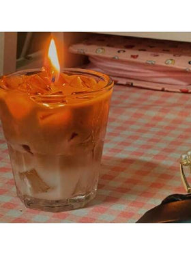 رمضان زينة رمضان شمعة معطرة برائحة القهوة صغيرة الحجم، شمعة زجاجية صغيرة من الشمع النباتي ذات رائحة المشروبات المعطرة، هدية ديكور المنزل