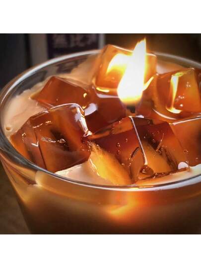 رمضان زينة رمضان شمعة معطرة برائحة القهوة صغيرة الحجم، شمعة زجاجية صغيرة من الشمع النباتي ذات رائحة المشروبات المعطرة، هدية ديكور المنزل