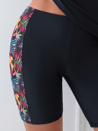 طقم تانكيني حريمي Swim Lushoire طقم ملابس سباحة نسائية بطبعات ساخنة مقطعة ، مناسب للصيف والعطلات البحرية